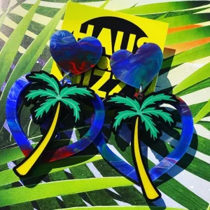 Earrings^Haus Of Dizzy Hawaiian Sunset Heart Earrings