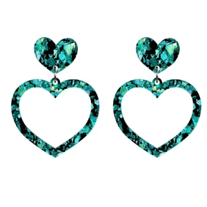 Earrings^Haus Of Dizzy 'Ice Princess' Glitter Barbie Heart Earrings