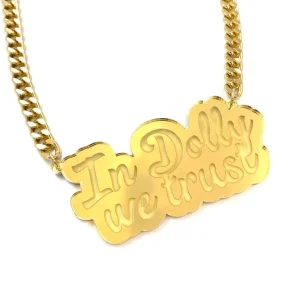 Necklaces^Haus Of Dizzy 'In Dolly We Trust' Plate Necklace