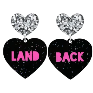 Earrings^Haus Of Dizzy 'Land Back' Black Glitter Heart Earrings