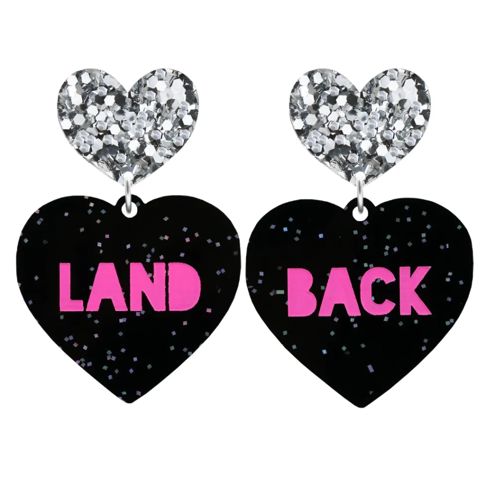 haus_of_dizzy_land_back_b_0.webp Earrings^Haus Of Dizzy 'Land Back' Black Glitter Heart Earrings