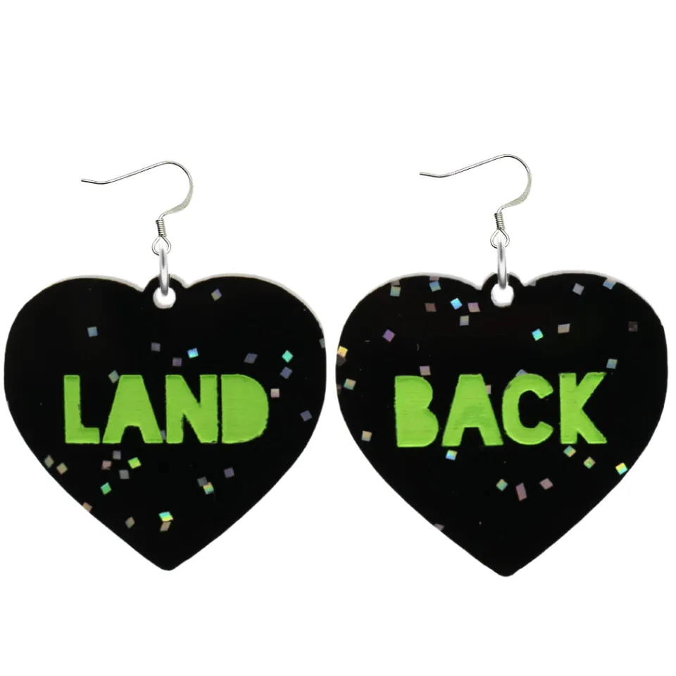 haus_of_dizzy_land_back_b_3.webp Earrings^Haus Of Dizzy 'Land Back' Black Glitter Heart Earrings