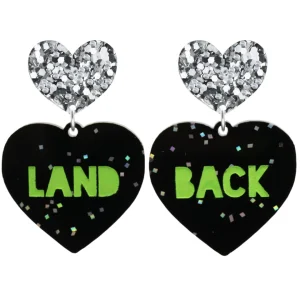 Earrings^Haus Of Dizzy 'Land Back' Black Glitter Heart Earrings