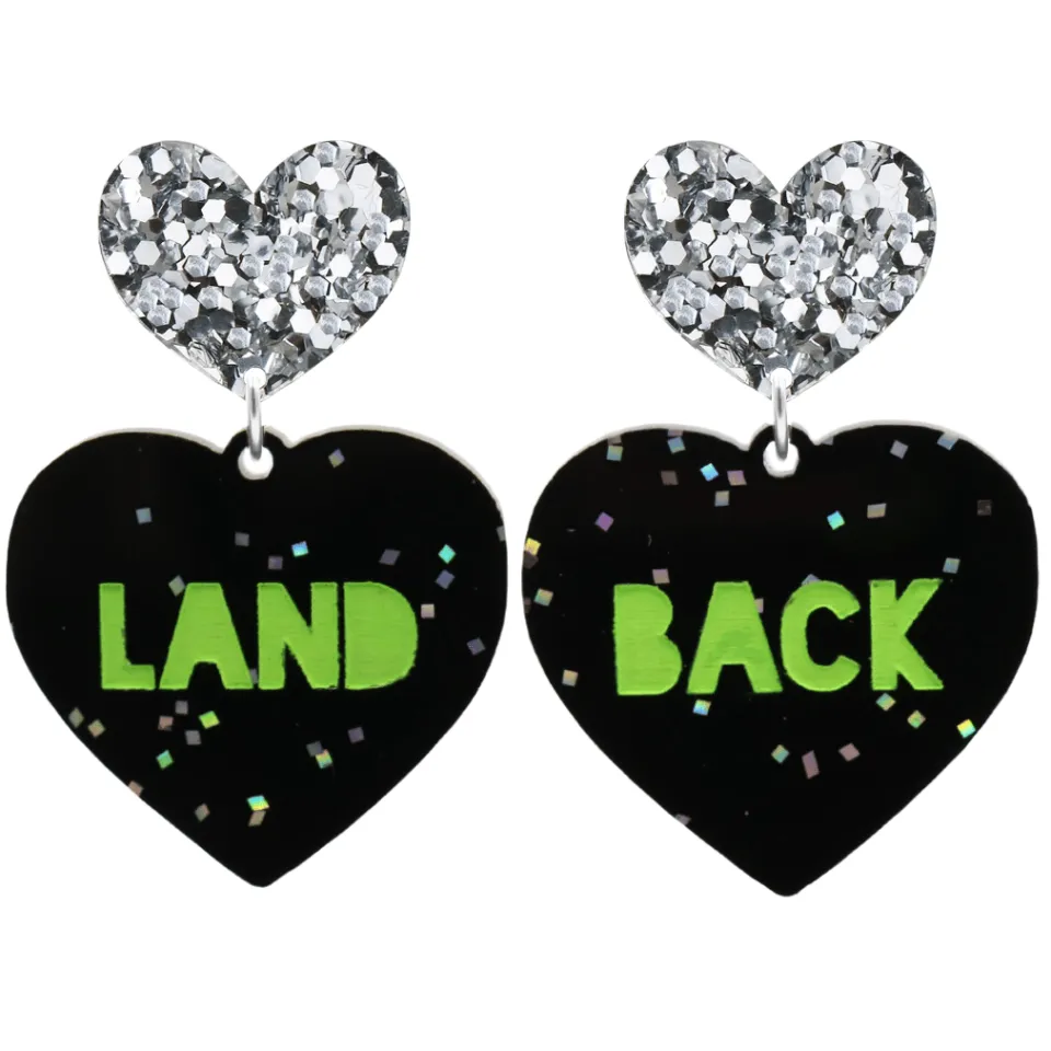 haus_of_dizzy_land_back_b_4.webp Earrings^Haus Of Dizzy 'Land Back' Black Glitter Heart Earrings