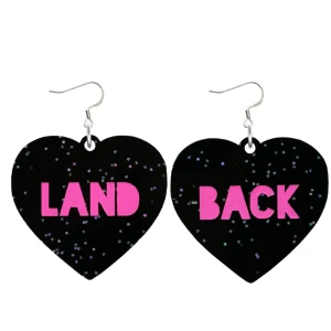Earrings^Haus Of Dizzy 'Land Back' Black Glitter Heart Earrings