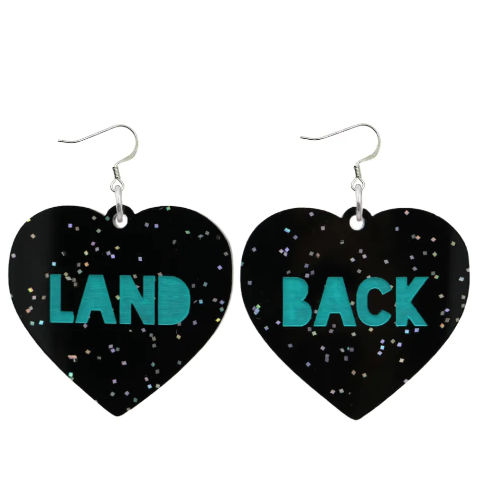 haus_of_dizzy_land_back_b_6.webp Earrings^Haus Of Dizzy 'Land Back' Black Glitter Heart Earrings