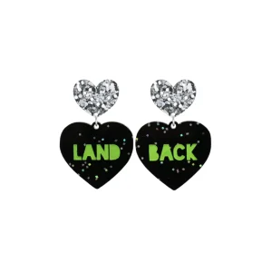 Earrings^Haus Of Dizzy 'Land Back' Black Glitter Heart Earrings