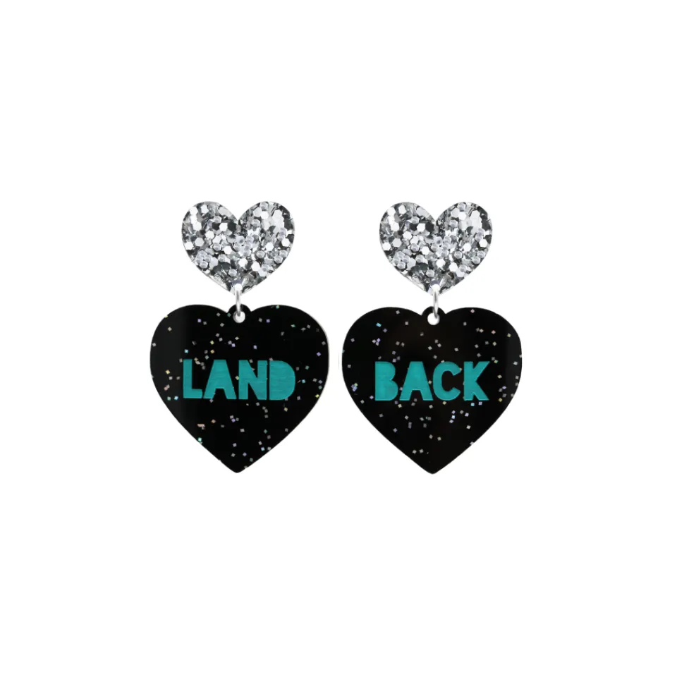 haus_of_dizzy_land_back_b_8.webp Earrings^Haus Of Dizzy 'Land Back' Black Glitter Heart Earrings