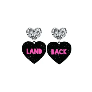 Earrings^Haus Of Dizzy 'Land Back' Black Glitter Heart Earrings