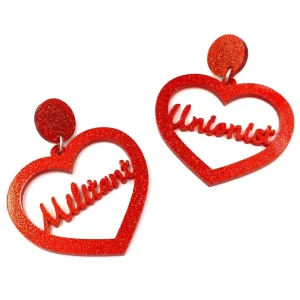 Earrings^Haus Of Dizzy 'Militant Unionist' Glitter Barbie Heart Earrings