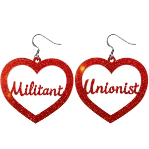 Earrings^Haus Of Dizzy 'Militant Unionist' Glitter Barbie Heart Earrings