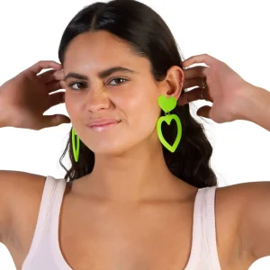 Earrings^Haus Of Dizzy Neon Barbie Heart Earrings