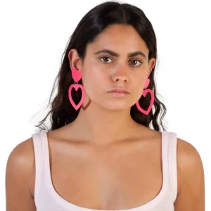 Earrings^Haus Of Dizzy Neon Barbie Heart Earrings