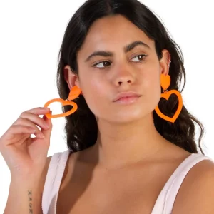 Earrings^Haus Of Dizzy Neon Barbie Heart Earrings