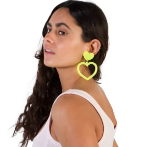 Earrings^Haus Of Dizzy Neon Barbie Heart Earrings