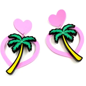 Earrings^Haus Of Dizzy Pastel Hawaiian Heart Palm Earrings