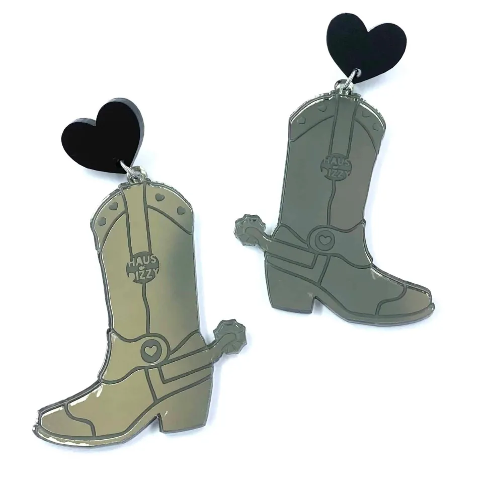 haus_of_dizzy_pony_up_cow_12.webp Earrings^Haus Of Dizzy 'Pony Up' Cowgirl Boot Earrings