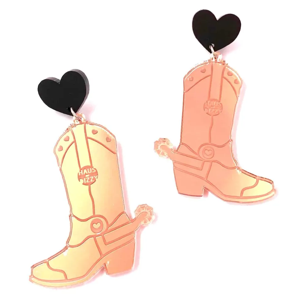 haus_of_dizzy_pony_up_cow_6.webp Earrings^Haus Of Dizzy 'Pony Up' Cowgirl Boot Earrings