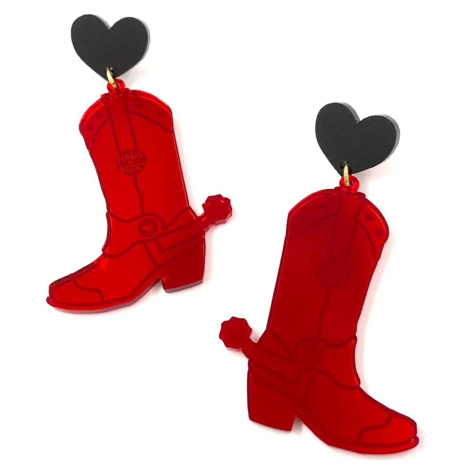 haus_of_dizzy_pony_up_cow_7.webp Earrings^Haus Of Dizzy 'Pony Up' Cowgirl Boot Earrings