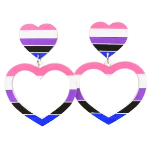 Earrings^Haus Of Dizzy 'Pride Flag' Barbie Heart Earrings ?️?