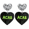 Earrings^Haus Of Dizzy 'PROTEST' in 'ACAB' Black Glitter Heart Earrings