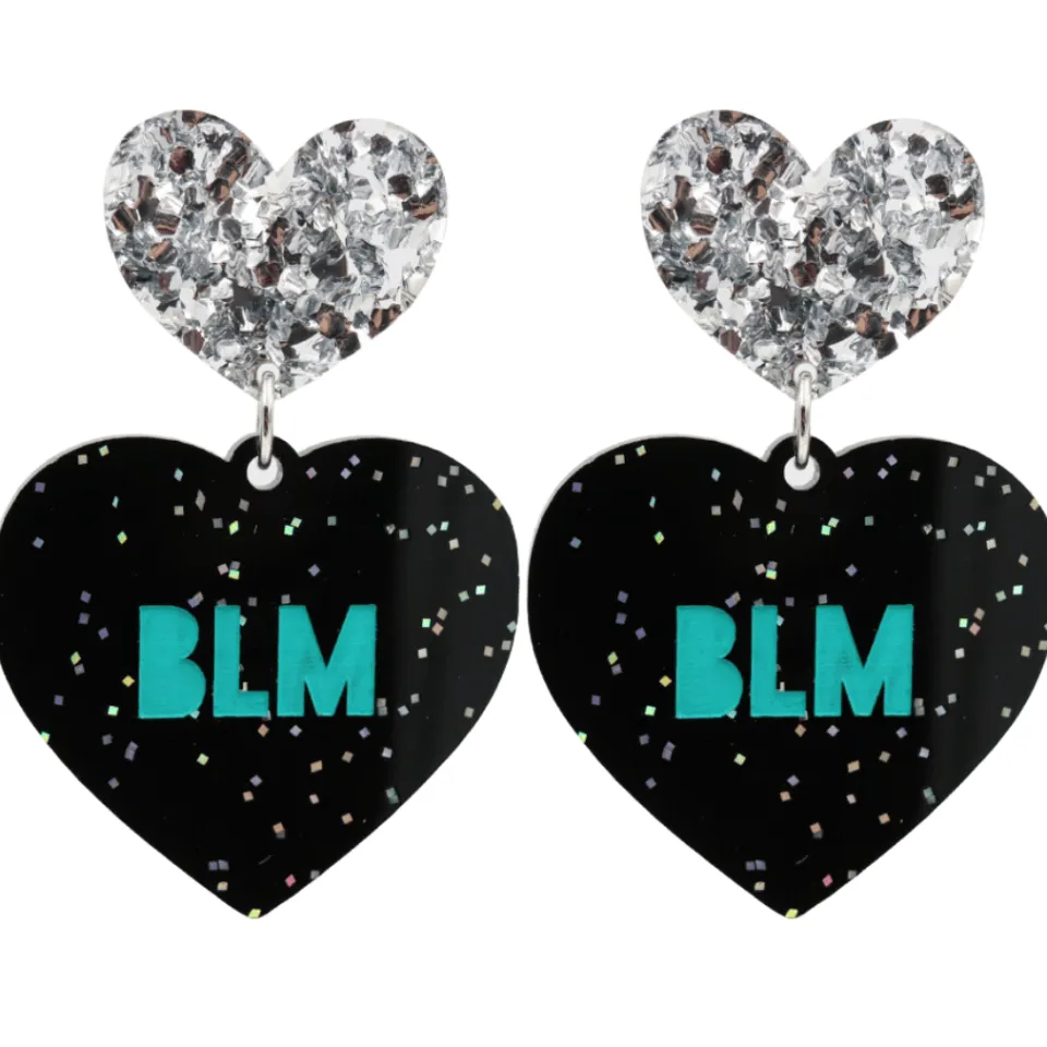 haus_of_dizzy_protest_in__0-2.webp Earrings^Haus Of Dizzy 'PROTEST' in 'BLM' Black Glitter Heart Earrings