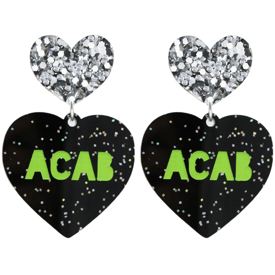 haus_of_dizzy_protest_in__0.webp Earrings^Haus Of Dizzy 'PROTEST' in 'ACAB' Black Glitter Heart Earrings