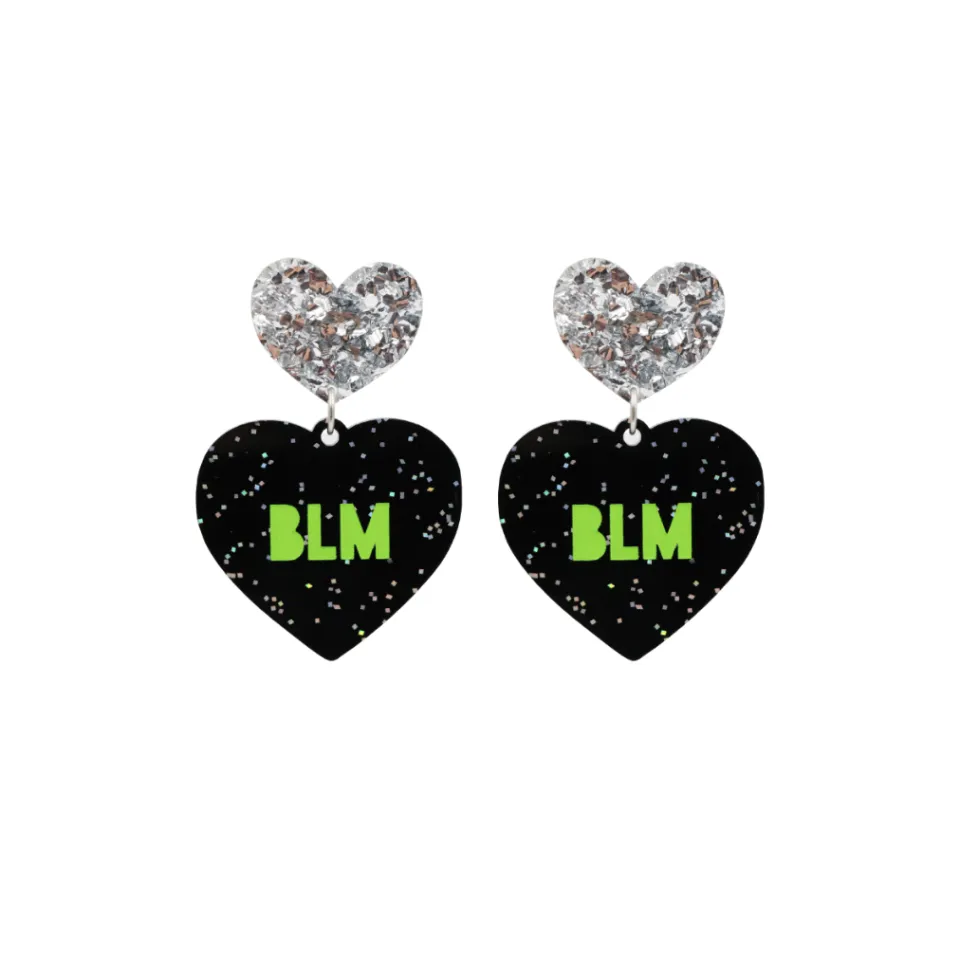 haus_of_dizzy_protest_in__10.webp Earrings^Haus Of Dizzy 'PROTEST' in 'BLM' Black Glitter Heart Earrings