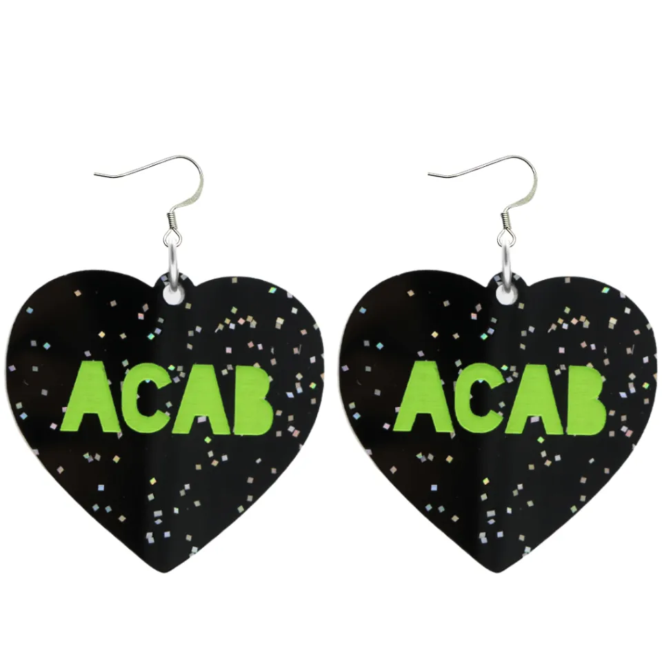haus_of_dizzy_protest_in__2.webp Earrings^Haus Of Dizzy 'PROTEST' in 'ACAB' Black Glitter Heart Earrings