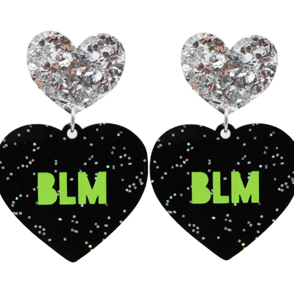 haus_of_dizzy_protest_in__3-2.webp Earrings^Haus Of Dizzy 'PROTEST' in 'BLM' Black Glitter Heart Earrings