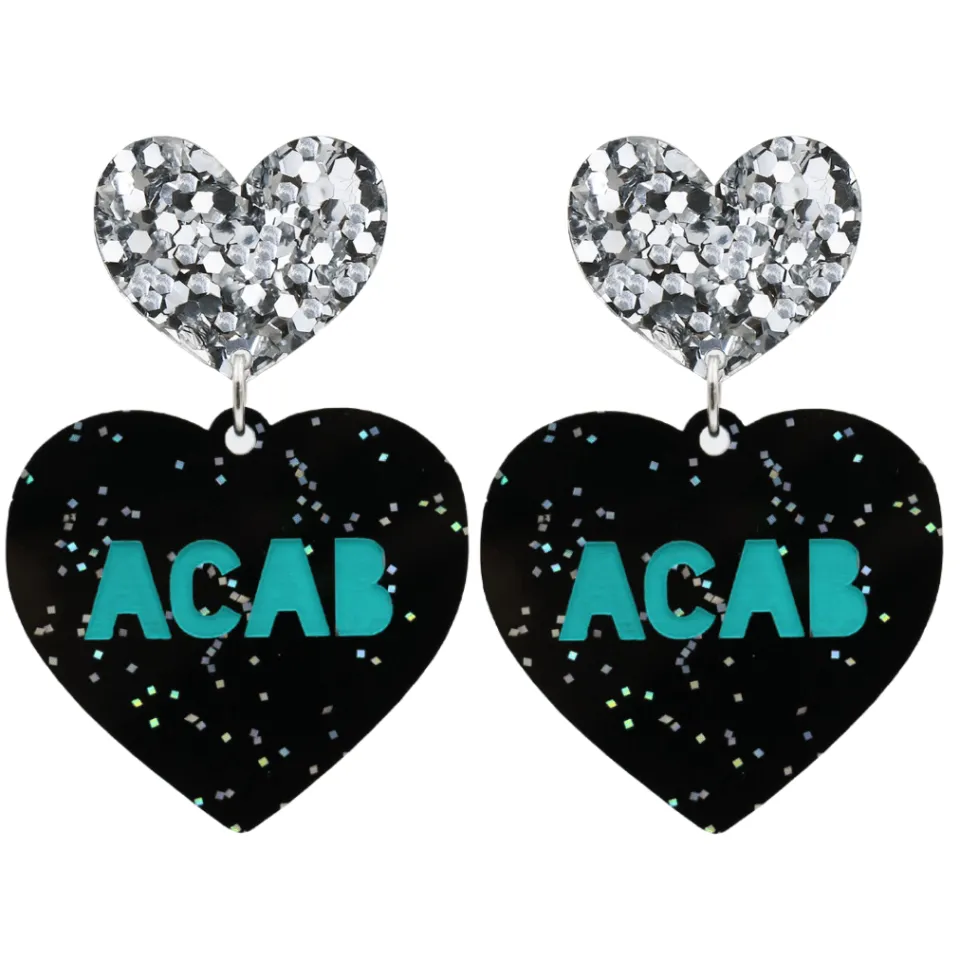 haus_of_dizzy_protest_in__3.webp Earrings^Haus Of Dizzy 'PROTEST' in 'ACAB' Black Glitter Heart Earrings