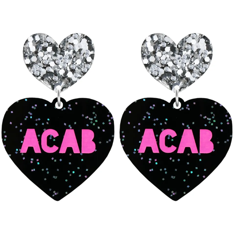 haus_of_dizzy_protest_in__5.webp Earrings^Haus Of Dizzy 'PROTEST' in 'ACAB' Black Glitter Heart Earrings