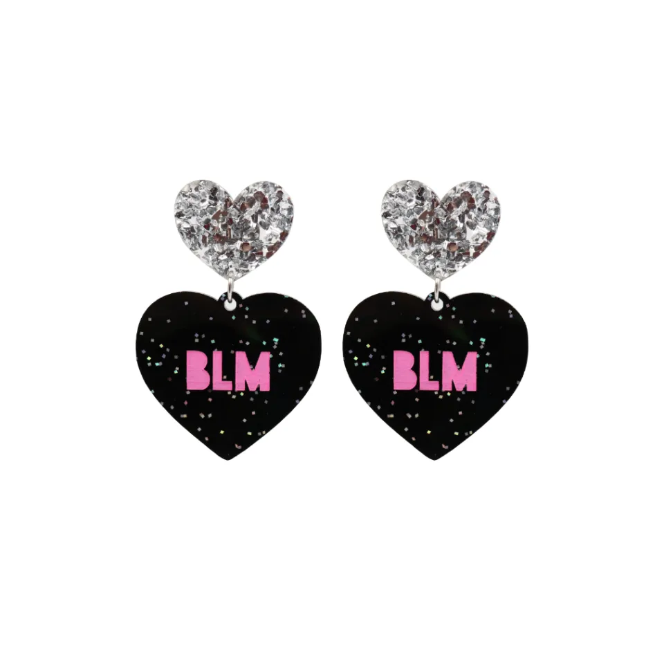 haus_of_dizzy_protest_in__8-2.webp Earrings^Haus Of Dizzy 'PROTEST' in 'BLM' Black Glitter Heart Earrings