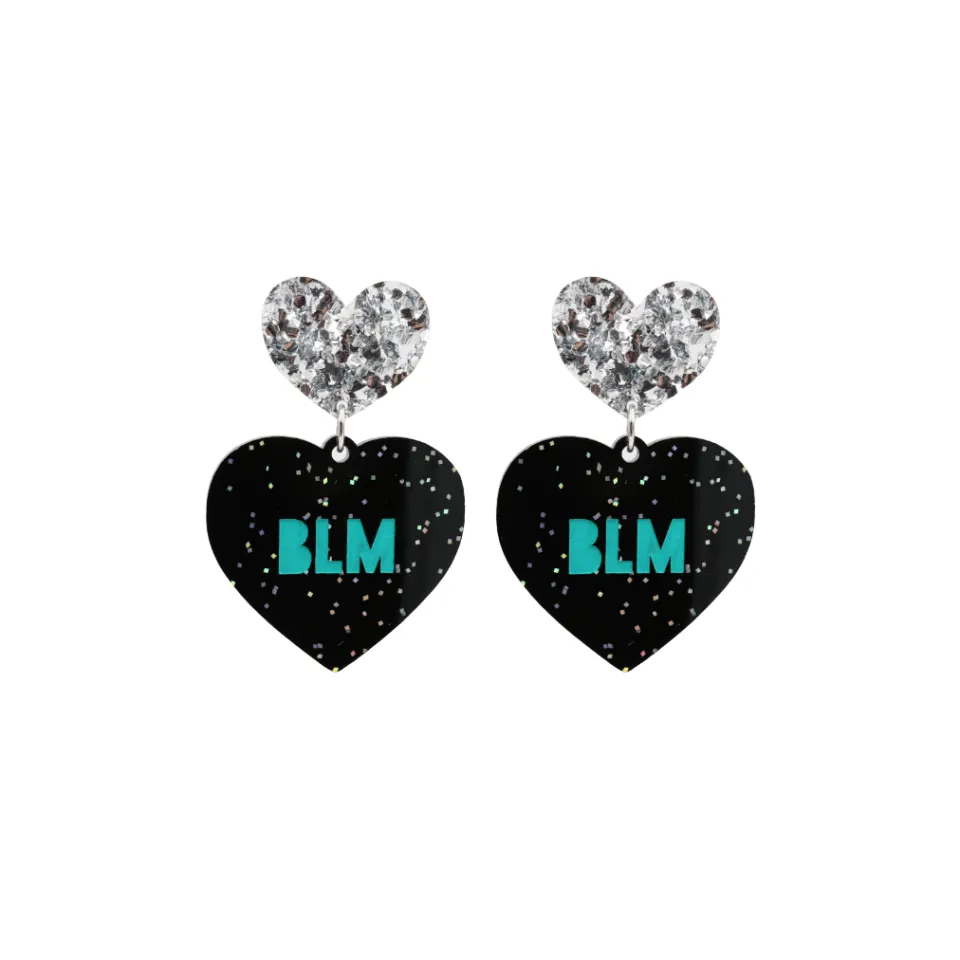 haus_of_dizzy_protest_in__9-2.webp Earrings^Haus Of Dizzy 'PROTEST' in 'BLM' Black Glitter Heart Earrings