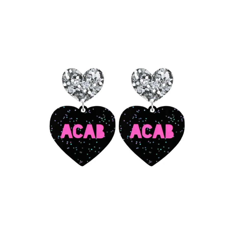 haus_of_dizzy_protest_in__9.webp Earrings^Haus Of Dizzy 'PROTEST' in 'ACAB' Black Glitter Heart Earrings