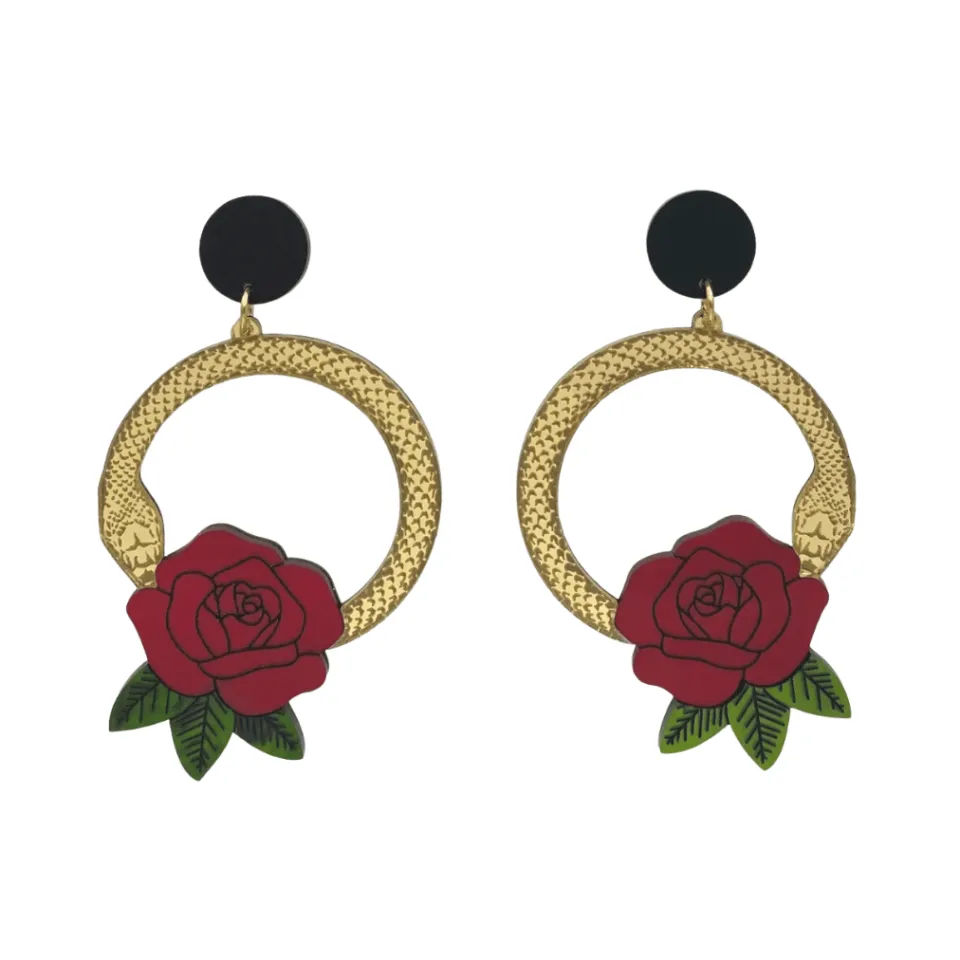 haus_of_dizzy_snake_rose__0.webp Earrings^Haus Of Dizzy 'Snake Rose' Hoop Earrings