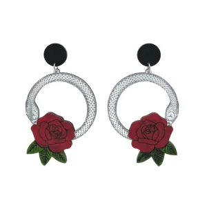 Earrings^Haus Of Dizzy 'Snake Rose' Hoop Earrings