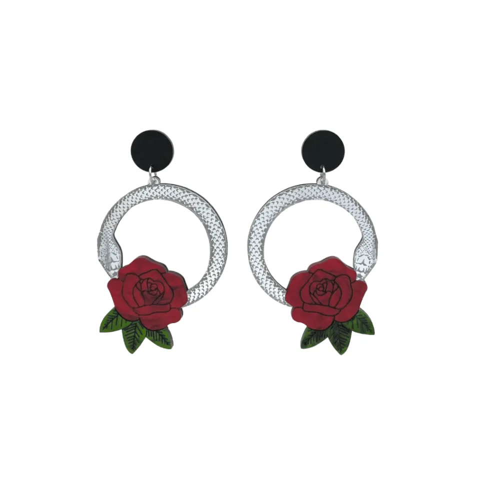 haus_of_dizzy_snake_rose__12.webp Earrings^Haus Of Dizzy 'Snake Rose' Hoop Earrings