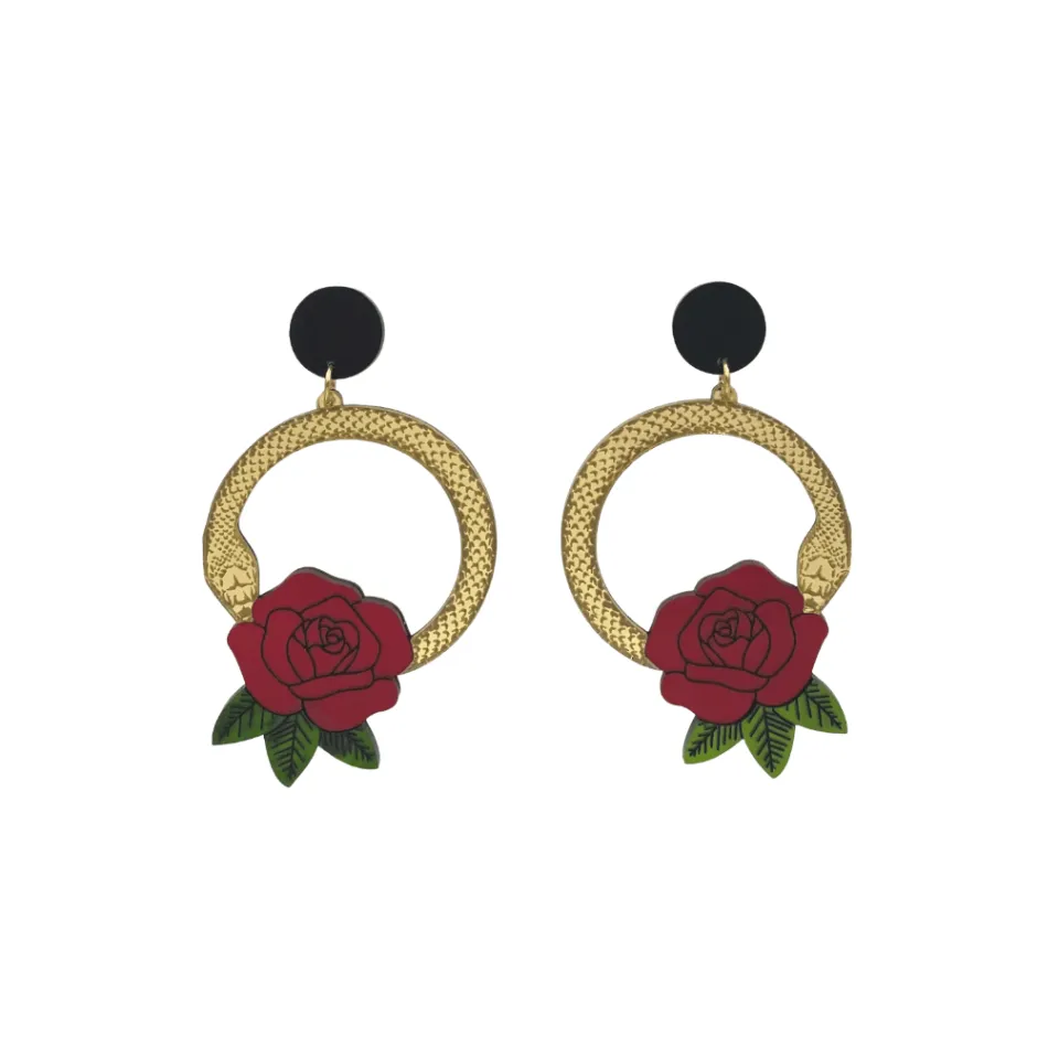 haus_of_dizzy_snake_rose__2.webp Earrings^Haus Of Dizzy 'Snake Rose' Hoop Earrings