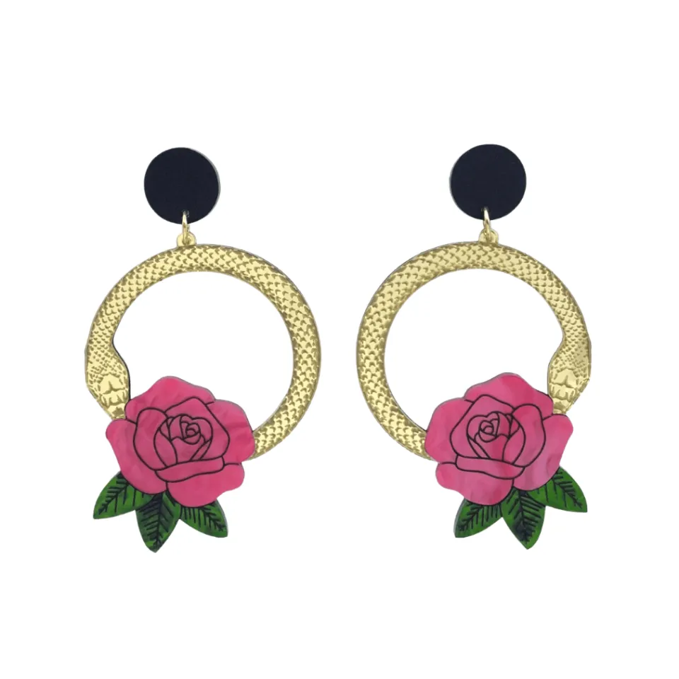 haus_of_dizzy_snake_rose__5.webp Earrings^Haus Of Dizzy 'Snake Rose' Hoop Earrings