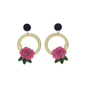 Earrings^Haus Of Dizzy 'Snake Rose' Hoop Earrings