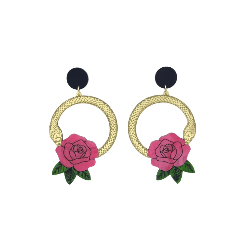 haus_of_dizzy_snake_rose__6.webp Earrings^Haus Of Dizzy 'Snake Rose' Hoop Earrings