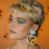 Earrings^Haus Of Dizzy Sunflower Plaid Heart Earrings ?