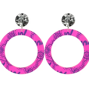 Earrings^Haus Of Dizzy 'Wiradjuri Yinaa' Neon Hoop Earrings