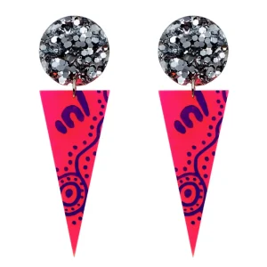 Earrings^Haus Of Dizzy 'Wiradjuri Yinaa' Neon Cone Earrings
