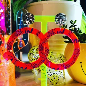 Earrings^Haus Of Dizzy 'Wiradjuri Yinaa' Neon Hoop Earrings