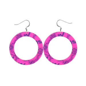 Earrings^Haus Of Dizzy 'Wiradjuri Yinaa' Neon Hoop Earrings