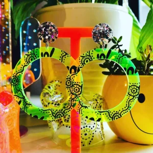 Earrings^Haus Of Dizzy 'Wiradjuri Yinaa' Neon Hoop Earrings