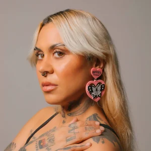 Earrings^Haus Of Dizzy x Roxxi's Poolroom 'Butterfly' Barbie Heart Earrings
