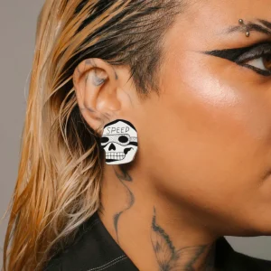 Earrings^Haus Of Dizzy x Roxxi's Poolroom 'Speed Skull' Studs